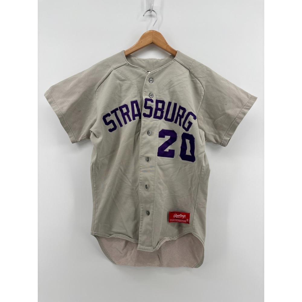 Rawlings Button Up Baseball Jersey Mens Gray Strasburg Virginia #20 Size 40